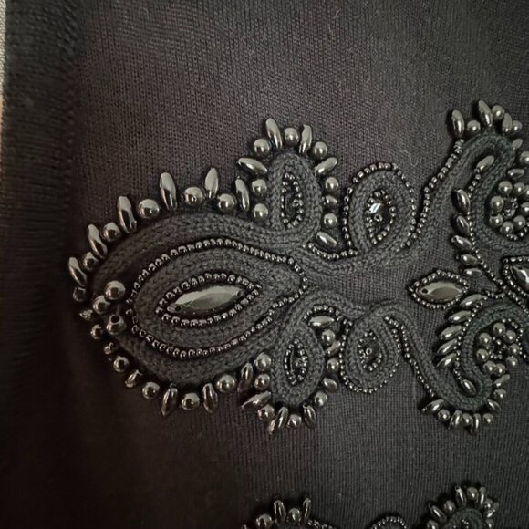 Vintage Carole Little Wool Blend Black Beaded Sweater Evening Midi Dress Size M - Picture 8 of 13